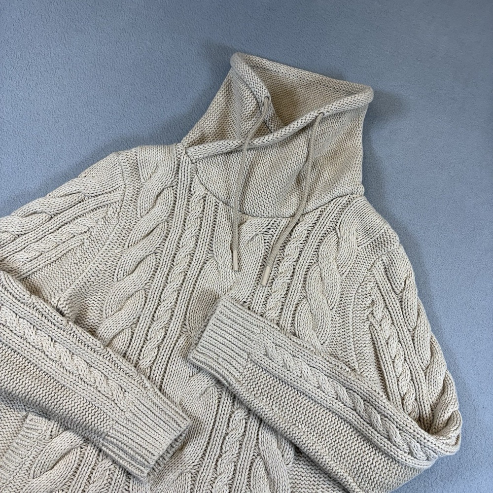 L.L.Bean Double L Cable-Knit Funnel-Neck Pullover Sweater Women's S Petite